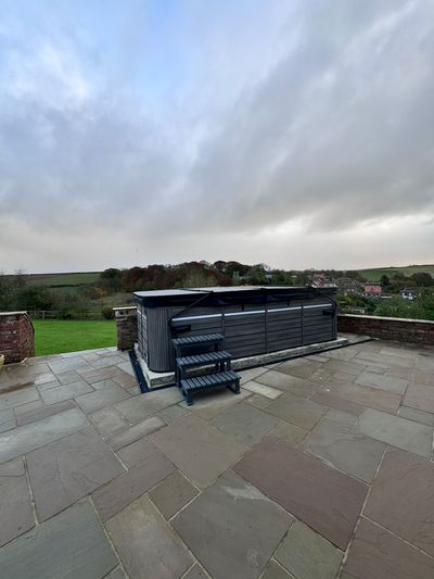 The extra-large swim spa overlooking the Wolds
